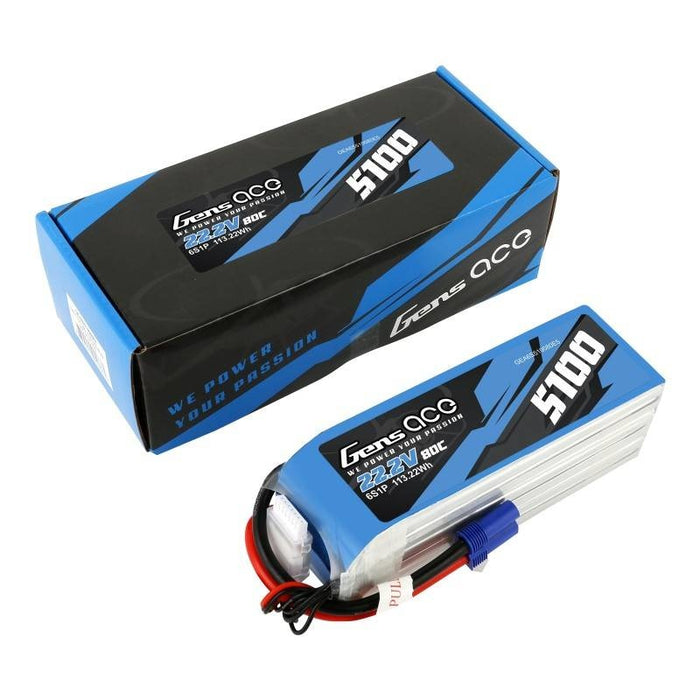 Батерия GensAce 5100mAh 22.2V 80C 6S1P EC5 battery