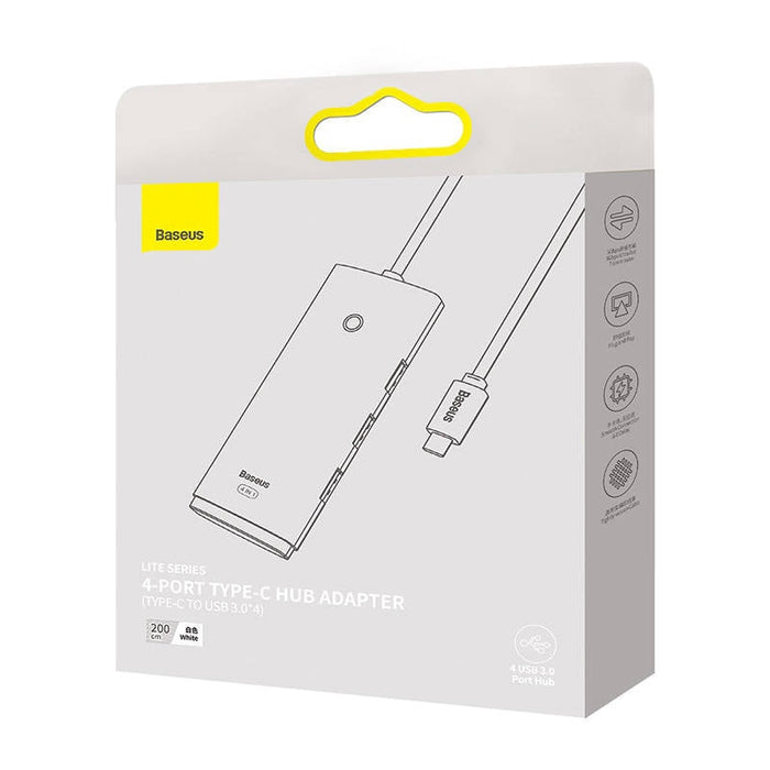 Хъб 4в1 Baseus Lite Series USB - C към 4x USB 3.0 2m бял