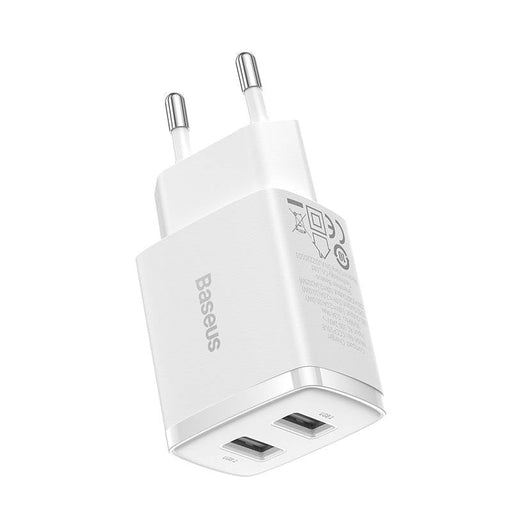 Компактно бързо зарядно устройство Baseus 2x USB 10.5W бяло
