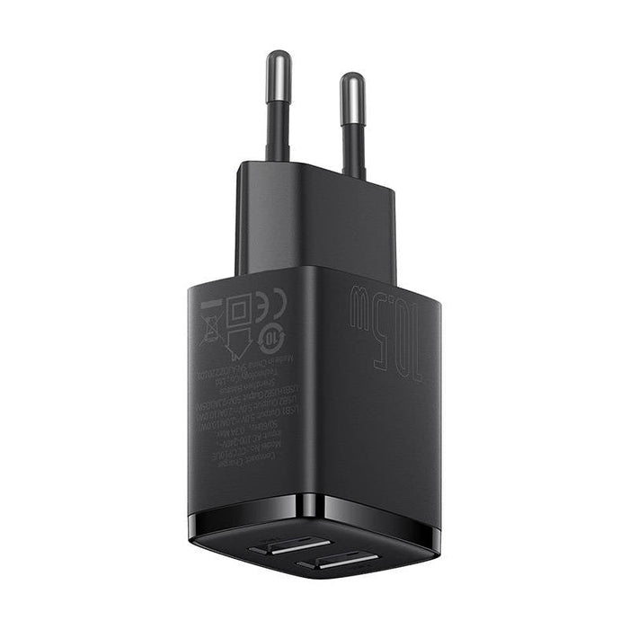 Компактно бързо зарядно устройство Baseus 2x USB 10.5W черно