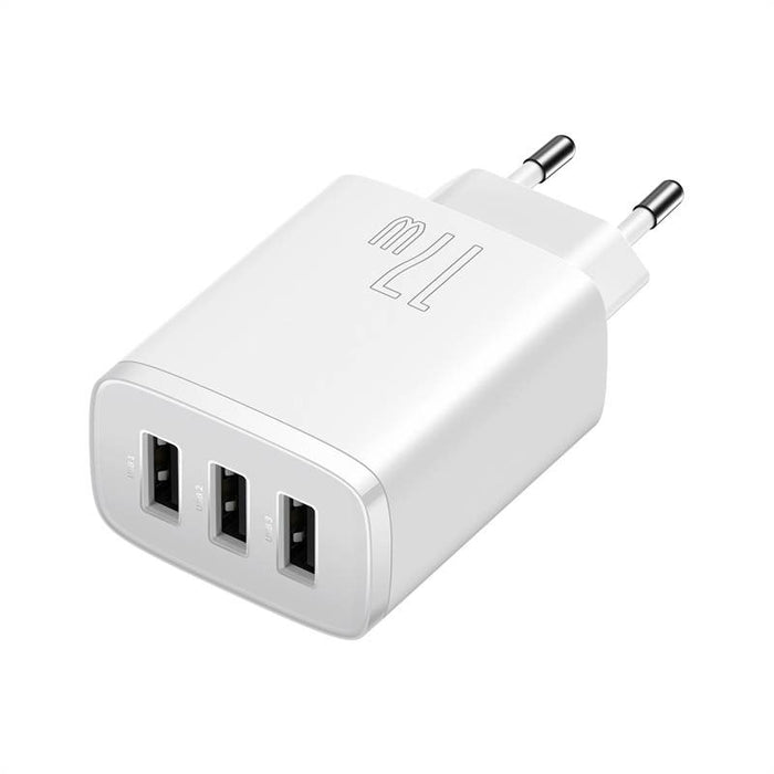 Компактно бързо зарядно устройство Baseus 3x USB 17W бяло