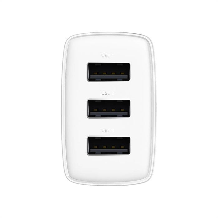Компактно бързо зарядно устройство Baseus 3x USB 17W бяло