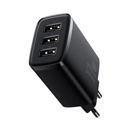 Компактно бързо зарядно устройство Baseus 3x USB 17W черно