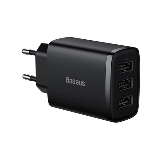 Компактно бързо зарядно устройство Baseus 3x USB 17W черно