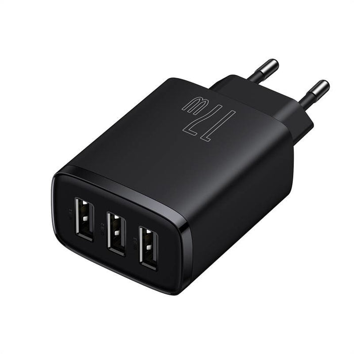 Компактно бързо зарядно устройство Baseus 3x USB 17W черно