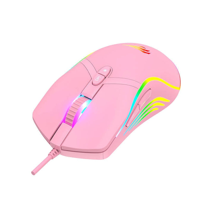 Гейминг мишка Havit MS1026, RGB, 1000-6400DPI, розова