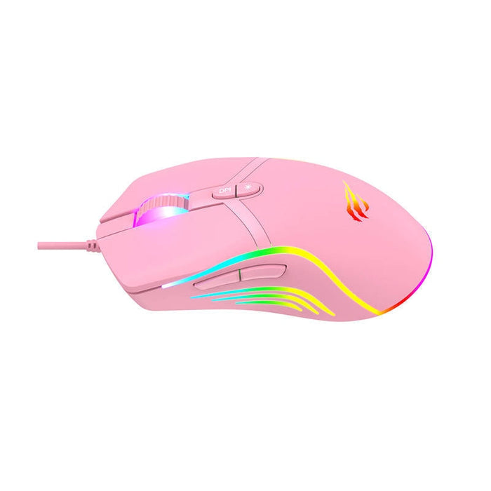 Гейминг мишка Havit MS1026, RGB, 1000-6400DPI, розова