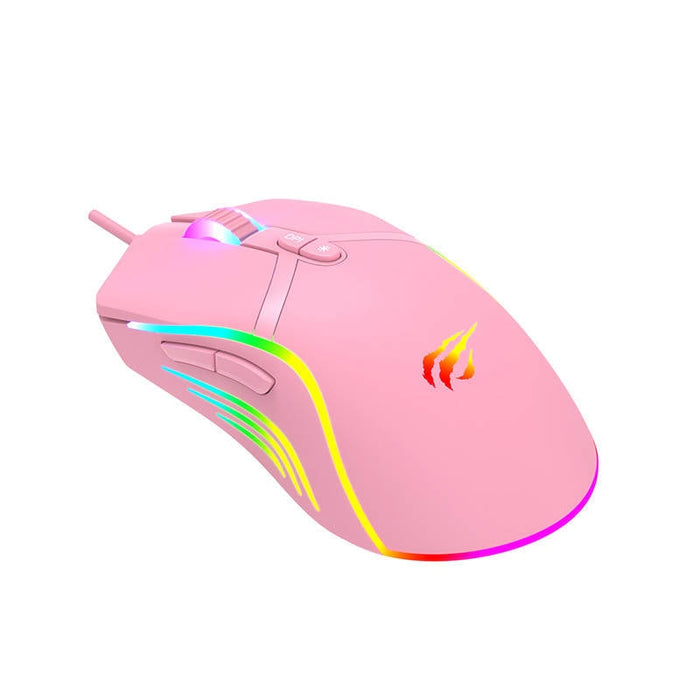 Гейминг мишка Havit MS1026, RGB, 1000-6400DPI, розова