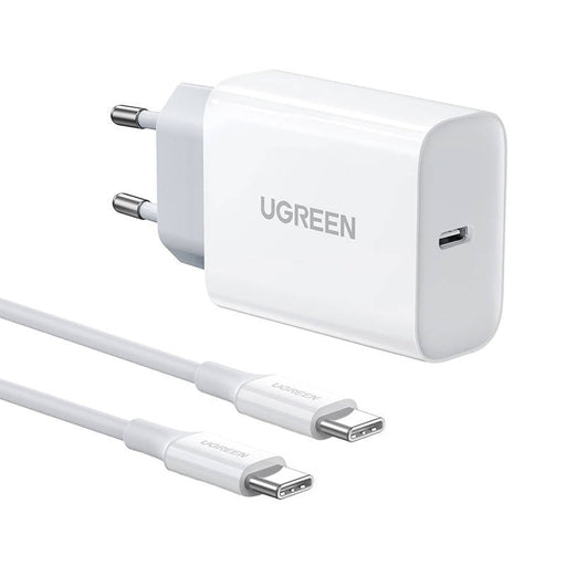 UGREEN USB - C стенно зарядно устройство 30W кабел (бял)