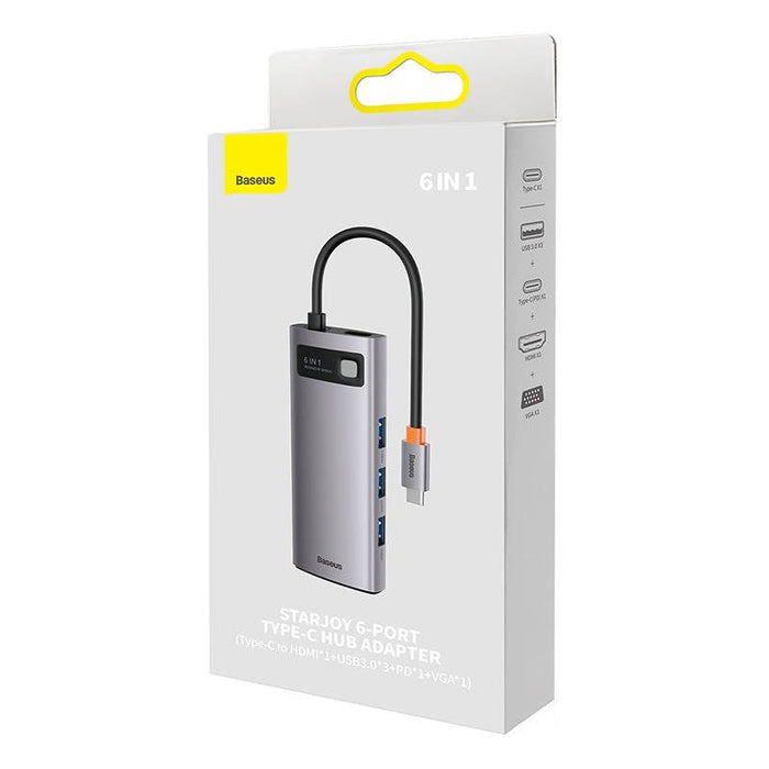 Хъб 6в1 Baseus Metal Gleam Series USB - C към 3x USB