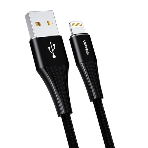 Кабел Vipfan A01 USB към Lightning 3A 1.2m плетен черен