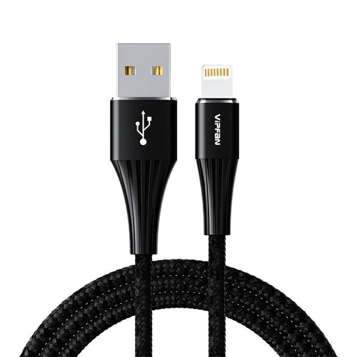 Кабел Vipfan A01 USB към Lightning 3A 1.2m плетен черен