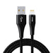 Кабел Vipfan A01 USB към Lightning 3A 1.2m плетен черен