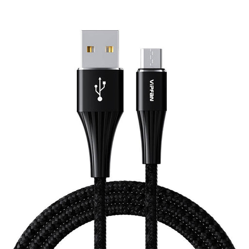 Кабел Vipfan A01 USB към MicroUSB 3A 1.2m плетен черен