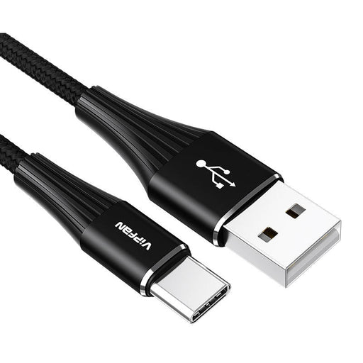 Кабел Vipfan A01 USB към USB - C 3A 1.2m плетен черен