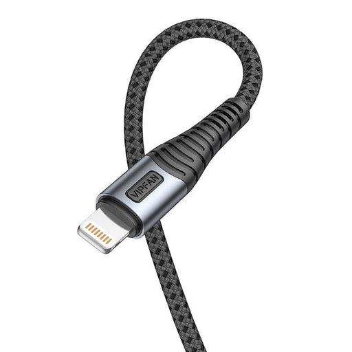 Кабел Vipfan X10 USB към Lightning 3A 1.2m плетен черен