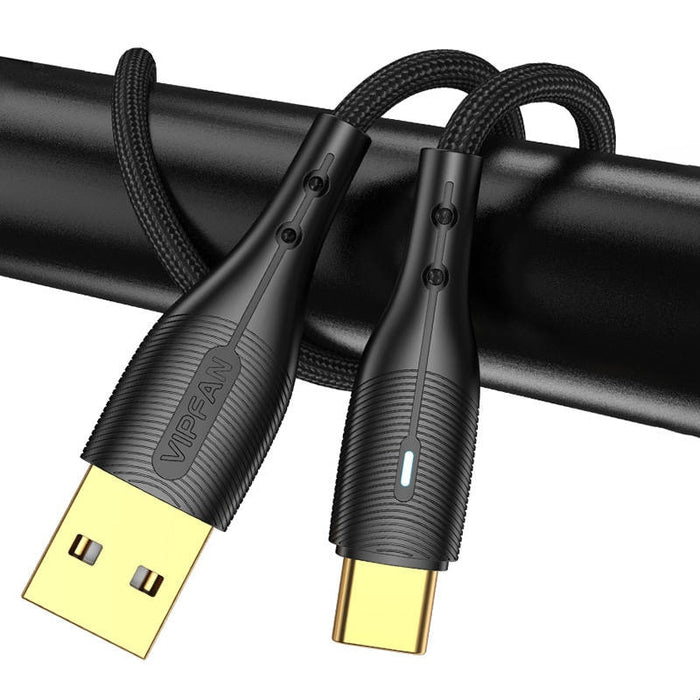 Кабел Vipfan Nano Gold X07 USB към USB - C 3A 1.2m Черен