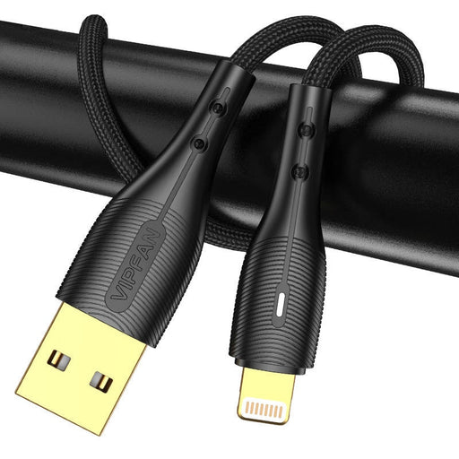Кабел Vipfan Nano Gold X07 USB към Lightning 3A 1.2m черен
