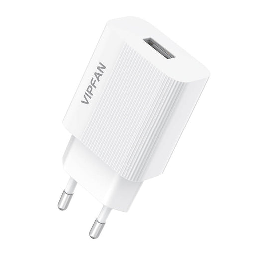 Адаптер Vipfan E01 1x USB 2.4A + USB - C кабел бял