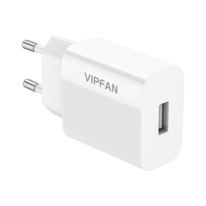 Адаптер Vipfan E01 1x USB 2.4A + Lightning кабел бял