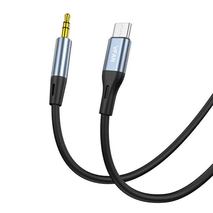 Кабел Vipfan L06 USB - C към мини жак 3.5mm AUX 1m сив