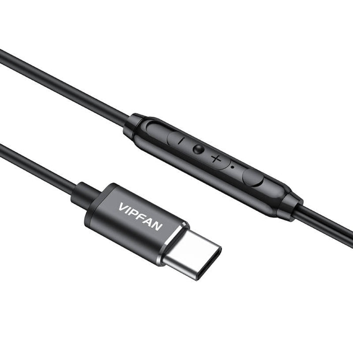 Слушалки с кабел Vipfan M11 USB - C черен