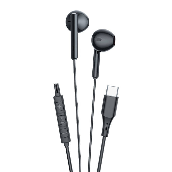 Слушалки с кабел Vipfan M18 USB - C черни