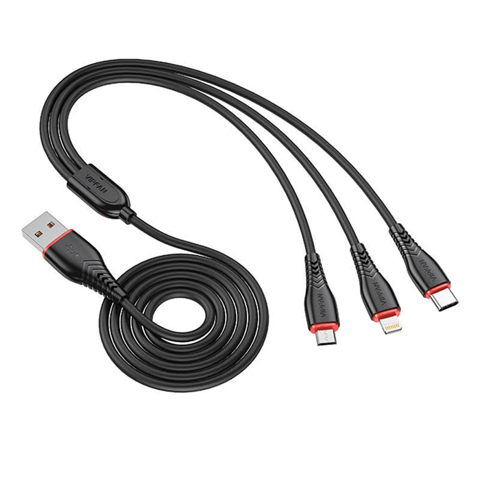 3в1 кабел Vipfan X01 USB - C / Lightning Micro 3.5A