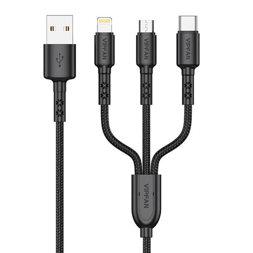 3в1 кабел Vipfan X02 USB - C / Lightning Micro 3.5A