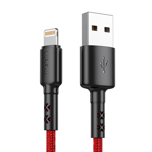 Кабел Vipfan X02 USB към Lightning 3A 1.8m червен