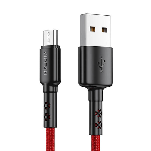 Кабел Vipfan X02 USB към Micro 3A 1.8m Червен