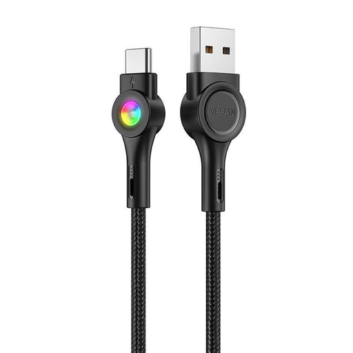 Кабел Vipfan Colorful X08 USB към USB - C 3A 1.2m Черен