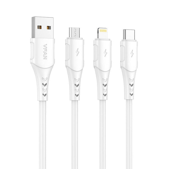 Кабел Vipfan Colorful X12 USB към USB - C 3A 1m Бял