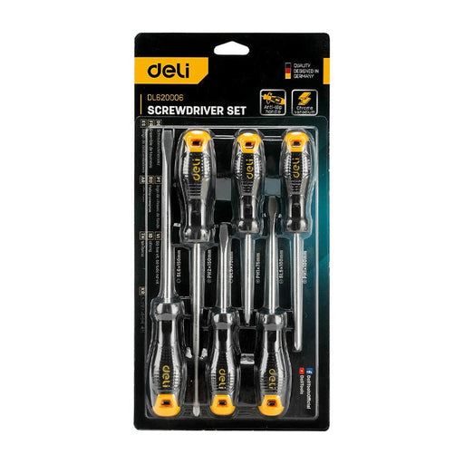 Комплект отвертки Deli Tools EDL620004 с магнитен връх 6бр