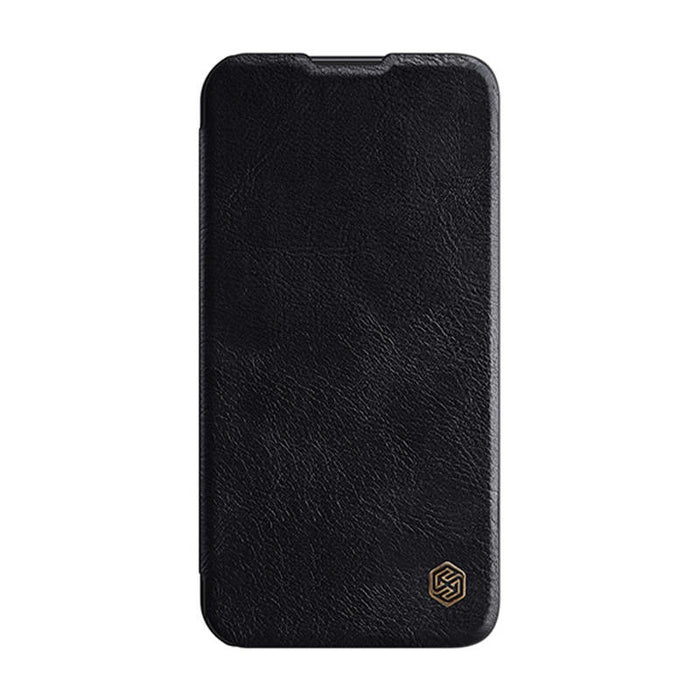 Кожен кейс Nillkin Qin Pro Leather за iPhone 14 Pro (черен)