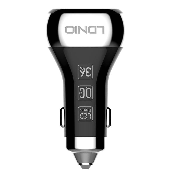 Зарядно устройство за кола LDNIO C2, 2x USB, QC 3.0, LED, 36W, Черен