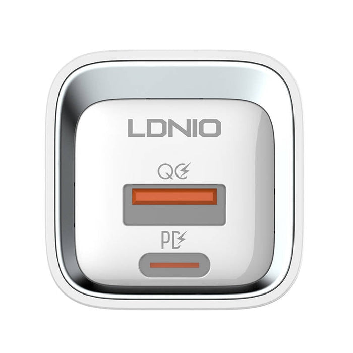 Зарядно устройство LDNIO A2318C, USB, USB-C, PD QC 3.0, 20W, Бял