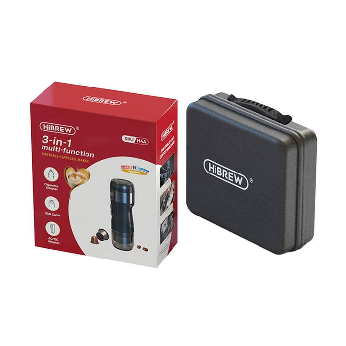 Преносима 3в1 кафемашина HiBREW H4A-premium с адаптер и калъф за пренасяне, 80W, 15 бара