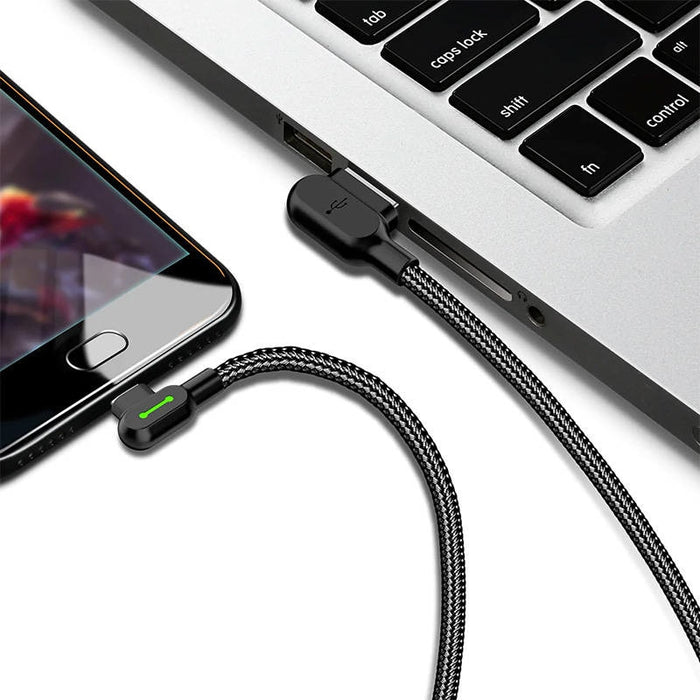 Ъглов кабел Mcdodo CA - 5280 USB към USB - C LED 1.2m черен