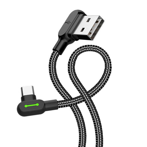 Ъглов кабел Mcdodo CA - 5280 USB към USB - C LED 1.8m черен