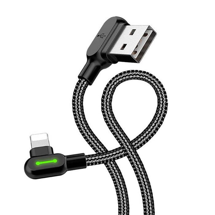 Ъглов кабел Mcdodo CA-4674, USB към Lightning, LED, 1.2m, черен
