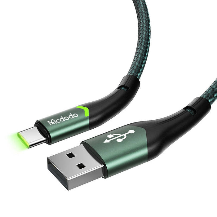 Кабел Mcdodo Magnificence CA-7961, USB към USB-C, LED, 1m, зелен