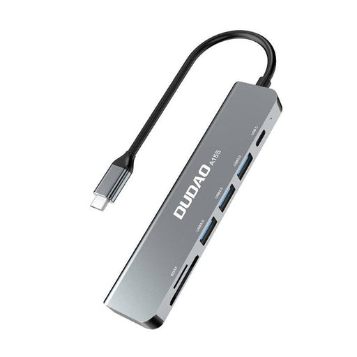 Хъб 6в1 Dudao A15S USB - C към 3x USB 1x SD / TF сив