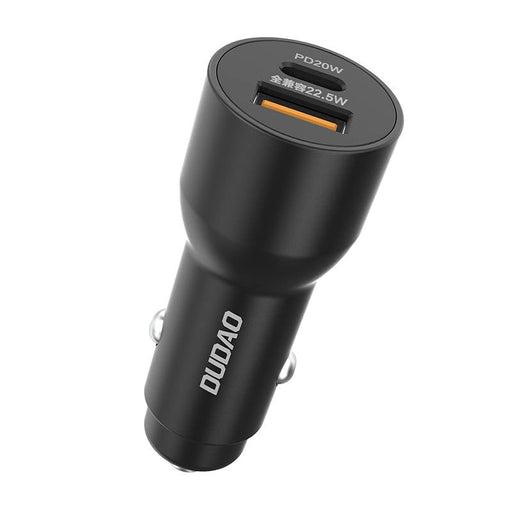 Зарядно за кола Dudao TGR1 USB + USB - C PD 22.5W черно