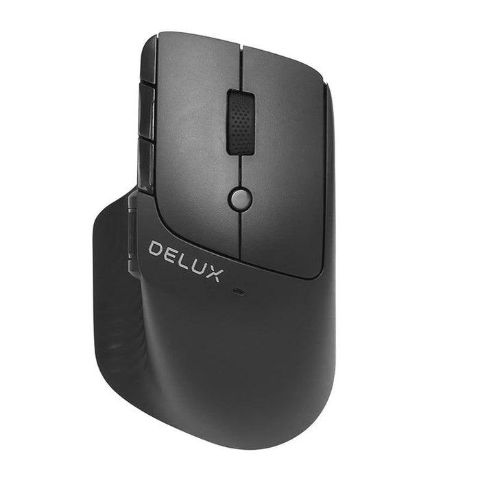 Безжична мишка Delux M913DB, 2.4G, Bluetooth 5.0, 800 / 1200 / 1600 / 2400 / 4000DPI, 500mAh, черна