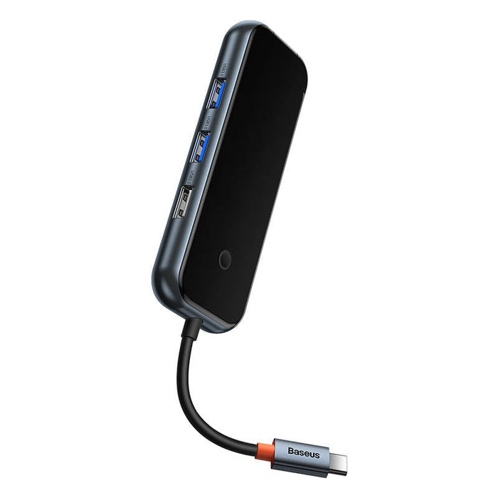Хъб 6в1 Baseus AcmeJoy series, USB-C към 2xUSB 3.0 + USB 2.0 + USB-C PD + HDMI + RJ45, тъмносив