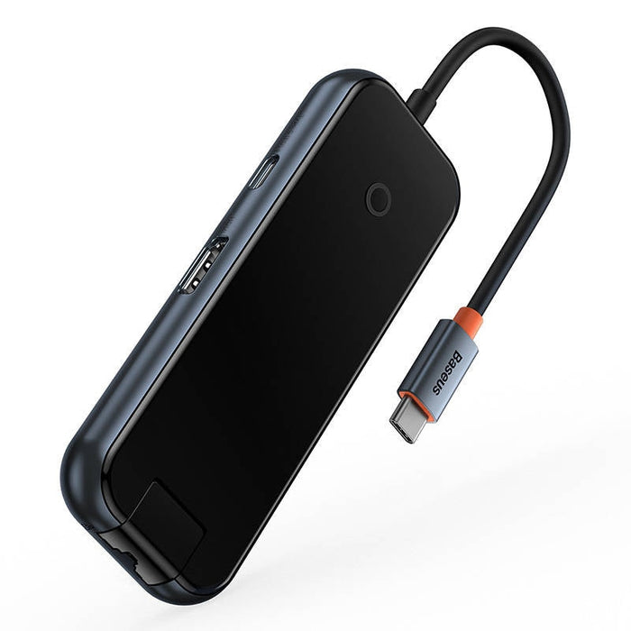 Хъб 6в1 Baseus AcmeJoy series, USB-C към 2xUSB 3.0 + USB 2.0 + USB-C PD + HDMI + RJ45, тъмносив