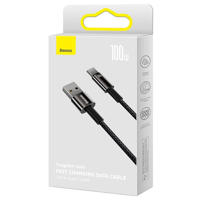 Кабел Baseus Tungsten Gold USB към USB-C 100W 1m черен