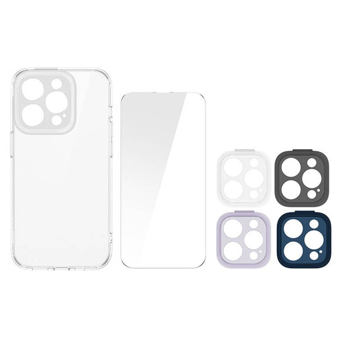 Кейс Baseus Illusion за iPhone 14 Pro Max, с рамки за камерата, скрийн протектор от закалено стъкло и почистващ комплект