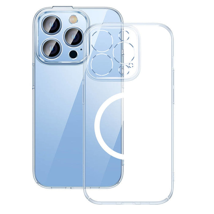 Кейс Baseus Crystal Magnetic за iPhone 14 Pro Max, със скрийн протектор от закалено стъкло, прозрачен